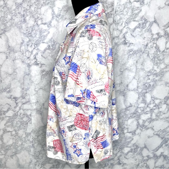 Allison Daley 90s Patriotic Americana Textured Button Up Shirt Women’s 16P - Picture 5 of 14